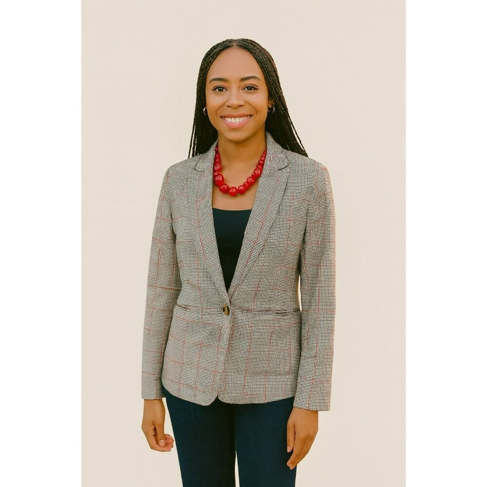 J. Crew Houndstooth Blazer Womens 10 Parke Checkered Pattern Polyester Blend